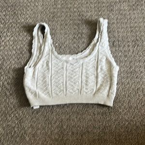 Light gray cropped sweater, detailed tank top